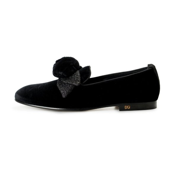 Dolce & Gabbana Women\'s Black Velour Flats Loafers Slip In Shoes US 8.5 IT 38.5 main image 4